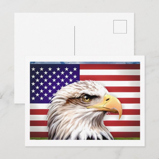 American Flag Eagle Patriotic USA Postcard (Front/Back)