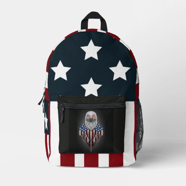  American Flag Eagle Printed Backpack (Front)