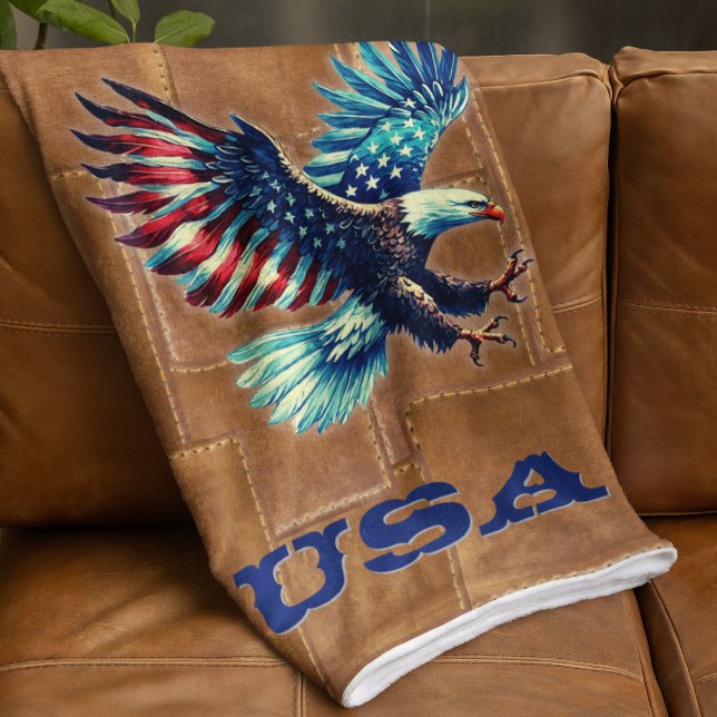 American Flag Eagle Rustic Sherpa Blanket (Creator Uploaded)