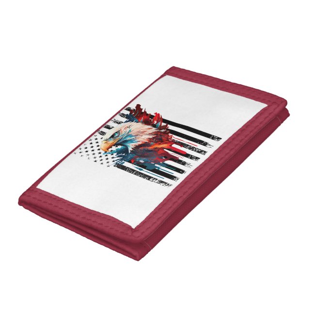 American Flag Eagle Shirt Men Kids Patriots Americ Trifold Wallet (Bottom)