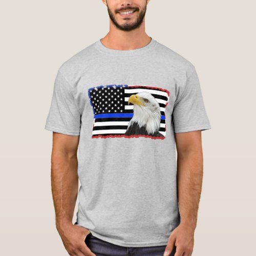 American Flag Eagle Support Police Patriotic T_Shirt