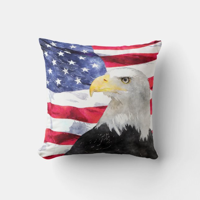AMERICAN FLAG & EAGLE THROW PILLOW (Front)