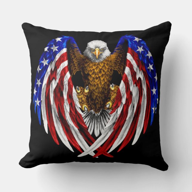 American Flag Eagle Throw Pillow (Front)