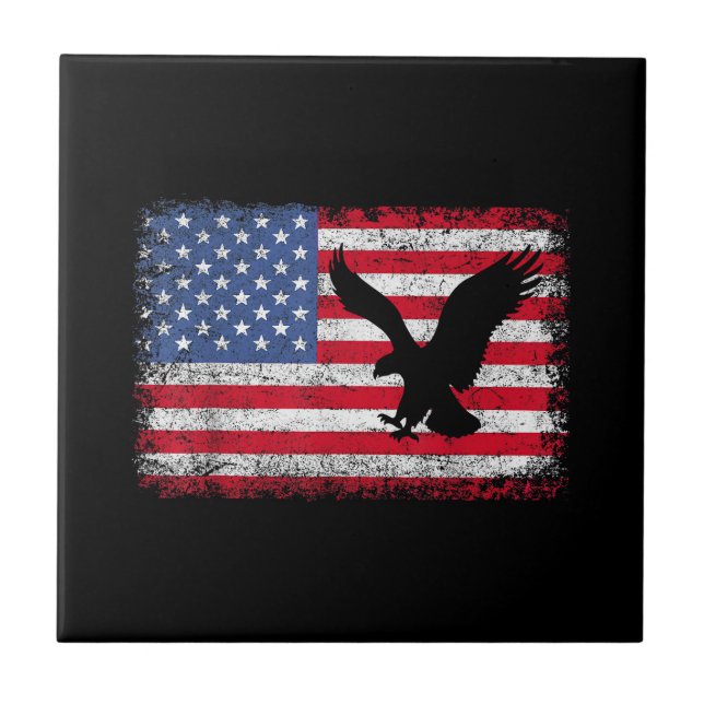 American Flag Eagle USA Ceramic Tile (Front)