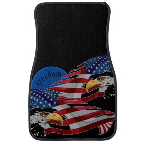 American FlagEagles Freedom on Black on Car Floor Mat