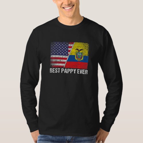 American Flag  Ecuador Flag Best Pappy Ever Famil T_Shirt