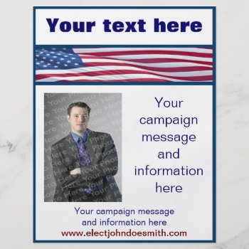 American Flag Election Campaign Flyer Template by campaigncentral at Zazzle