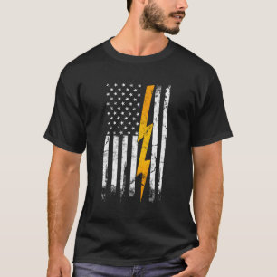 American Flag Electric Cable Engineering Electrici T-Shirt
