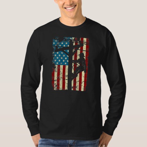 American Flag Electric Cable Lineman gift 4th of T_Shirt