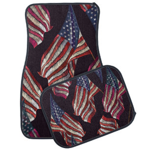 American flag embroidery: patriotic pattern. car floor mat