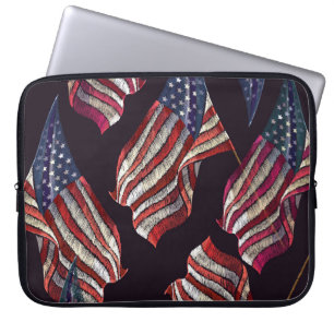 American flag embroidery: patriotic pattern. laptop sleeve