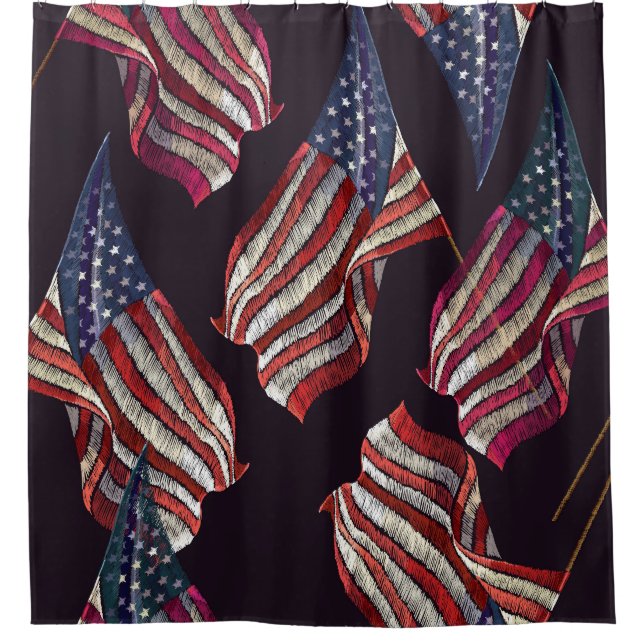 American flag embroidery: patriotic pattern. shower curtain (Front)