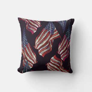 American flag embroidery: patriotic pattern. throw pillow