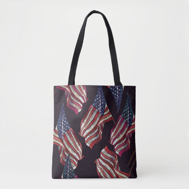 American flag embroidery: patriotic pattern. tote bag (Front)