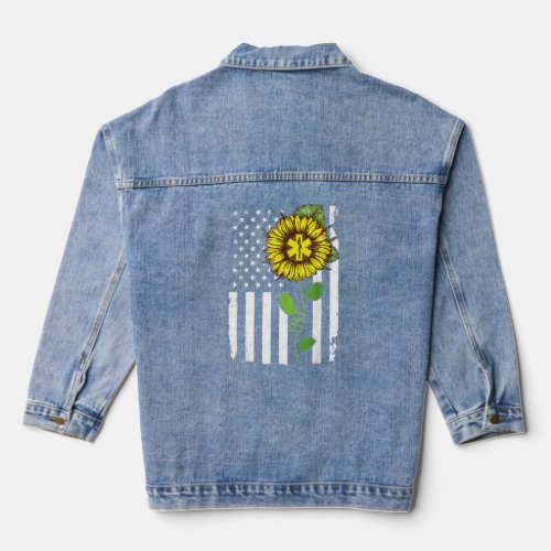 American Flag Emt Sunflower Hippie Emt  Idea  Denim Jacket