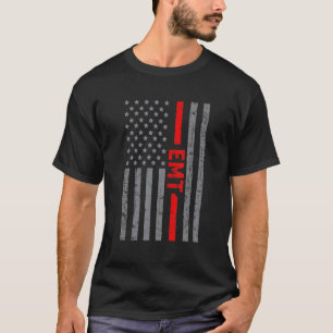 American Flag Emt US Flag Vintage For Men Dad T-Shirt
