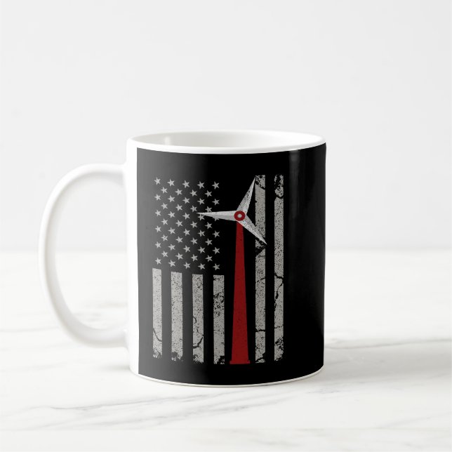 American Flag Engineer Wind Turbine Coffee Mug (Left)
