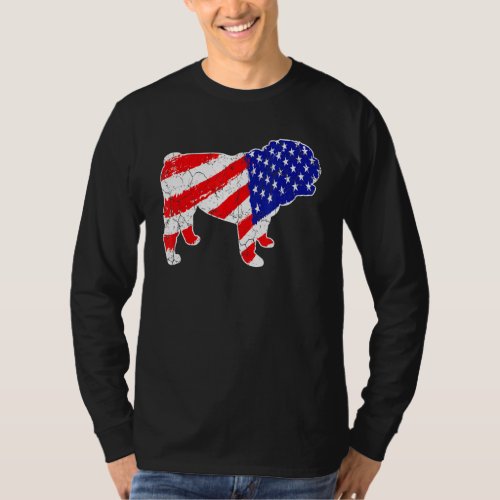 American Flag English Bulldog Patriotic Dog Dad Do T_Shirt