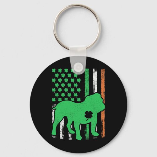 American Flag English Bulldog St Patricks Day  Keychain