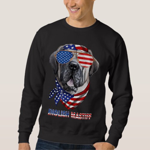 American Flag English Mastiff Dog Lover Gifts Sweatshirt