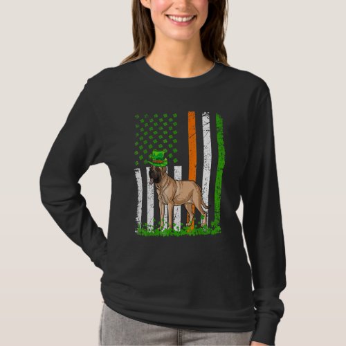 American Flag English Mastiff Dog  St Patricks Day T_Shirt