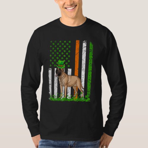 American Flag English Mastiff Dog  St Patricks Day T_Shirt