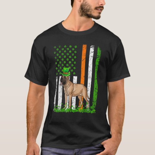 American Flag English Mastiff Dog  St Patricks Day T_Shirt