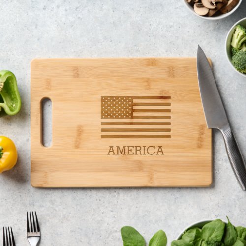 American flag engraved wood cutting board gift