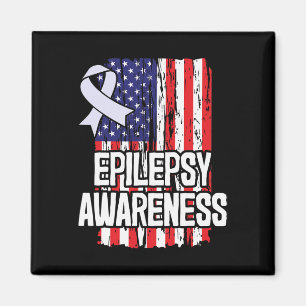 American Flag Epilepsy Awareness Ribbon  Magnet