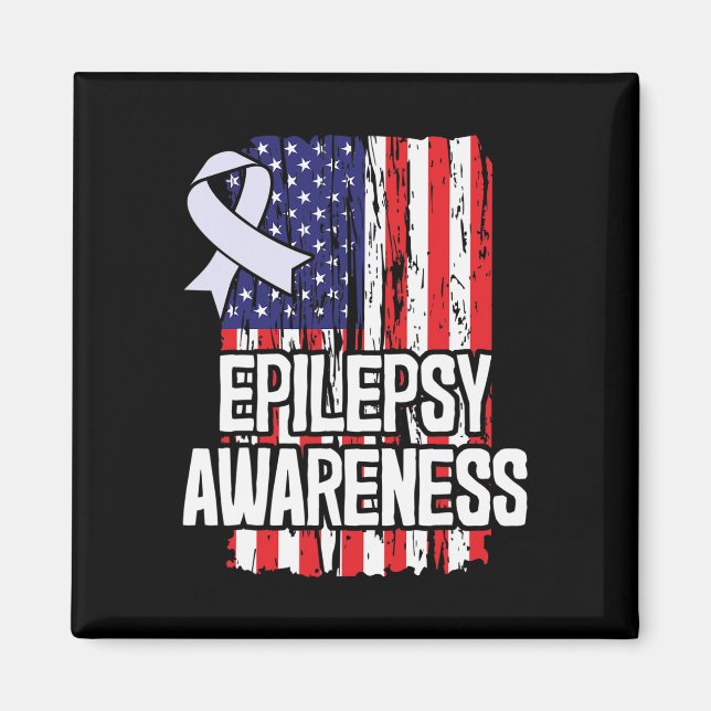 American Flag Epilepsy Awareness Ribbon  Magnet (Front)