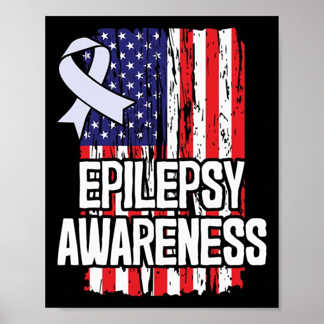 American Flag Epilepsy Awareness Ribbon  Poster (Front)
