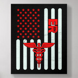 American Flag ER Nurse Emergency Nursing Assistant Foam Core Photo Tile