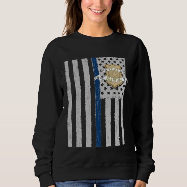 American Flag Essential Police Law Enforcement Pat Sweatshirt (Front)