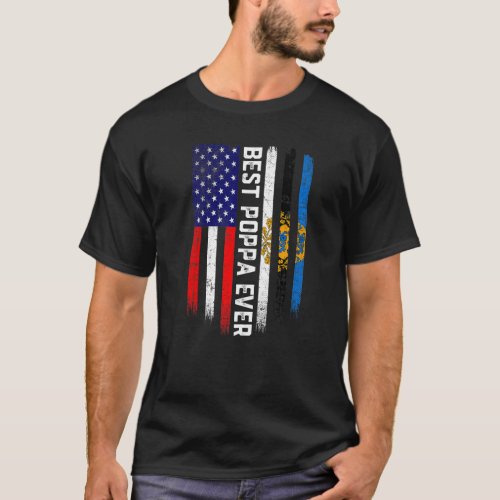American Flag  Estonia Flag Best Poppa Ever Patri T_Shirt