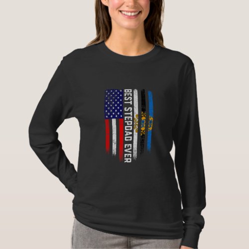 American Flag  Estonia Flag Best Stepdad Ever Pat T_Shirt