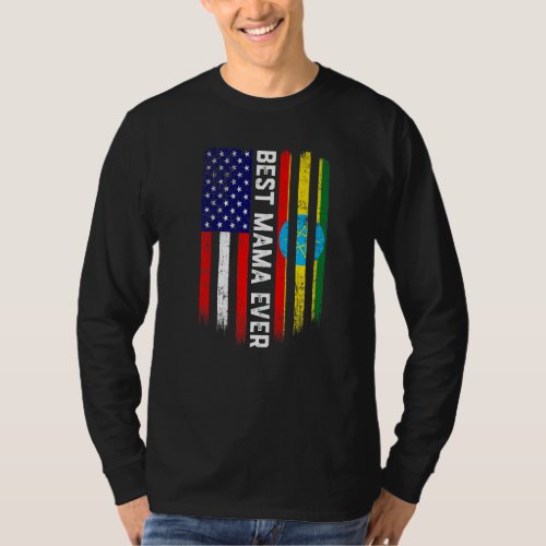 American Flag  Ethiopia Flag Best Mama Ever Famil T_Shirt