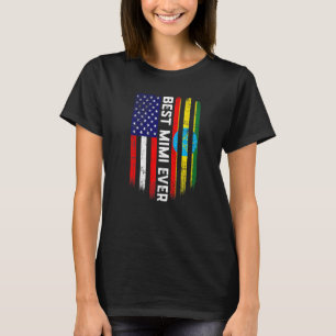 American Flag & Ethiopia Flag Best Mimi Ever Famil T-Shirt