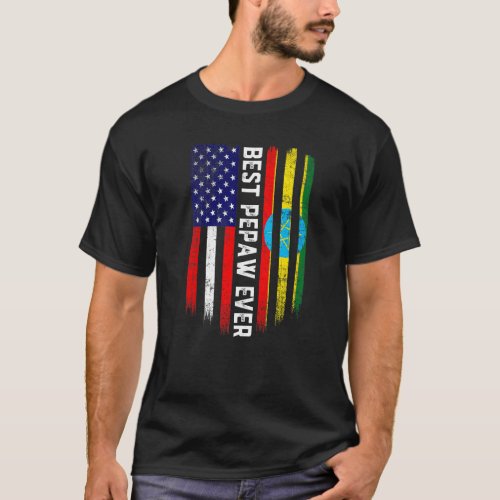 American Flag  Ethiopia Flag Best Pepaw Ever Fami T_Shirt