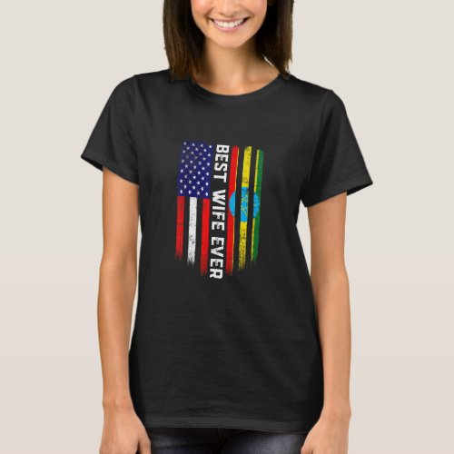 American Flag  Ethiopia Flag Best Wife Ever Famil T_Shirt