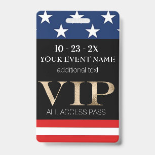 American Flag Event VIP Pass Badge