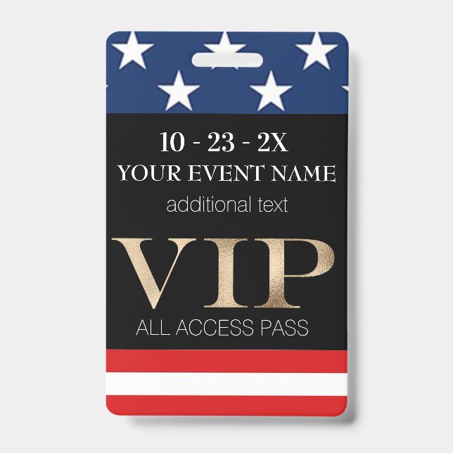 American Flag Event VIP Pass Badge (Front)