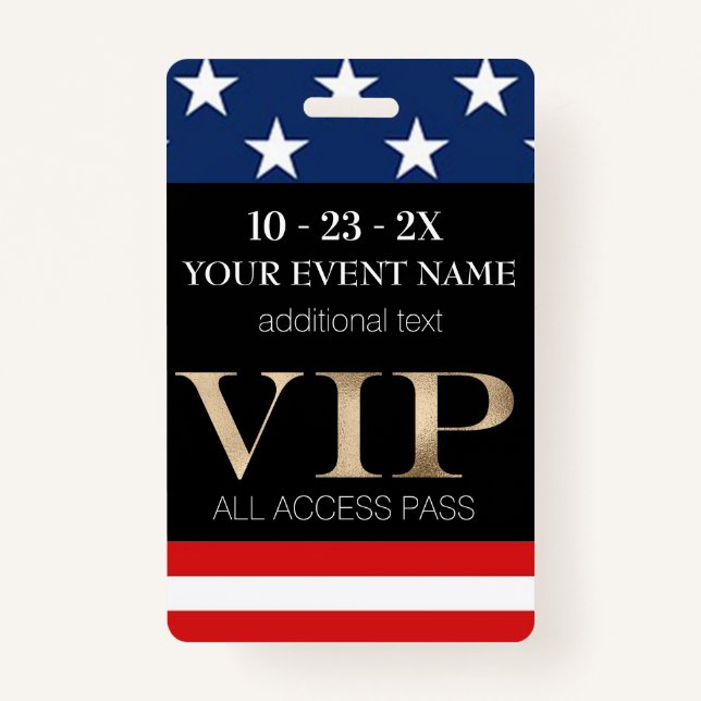 American Flag Event VIP Pass Badge (Front)