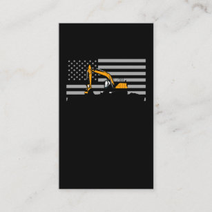 American Flag Excavator US Flag Construction Business Card