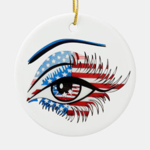 American flag eye,Patriotic Sublimation Clipart Ceramic Ornament
