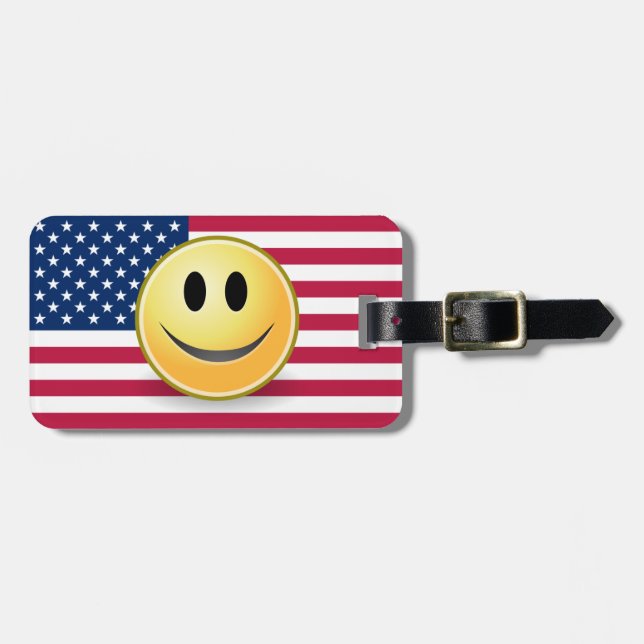 American Flag Face Premium Luggage Tag (Front Horizontal)
