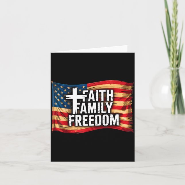 American Flag Faith Family Dom Christian  Card (Front)