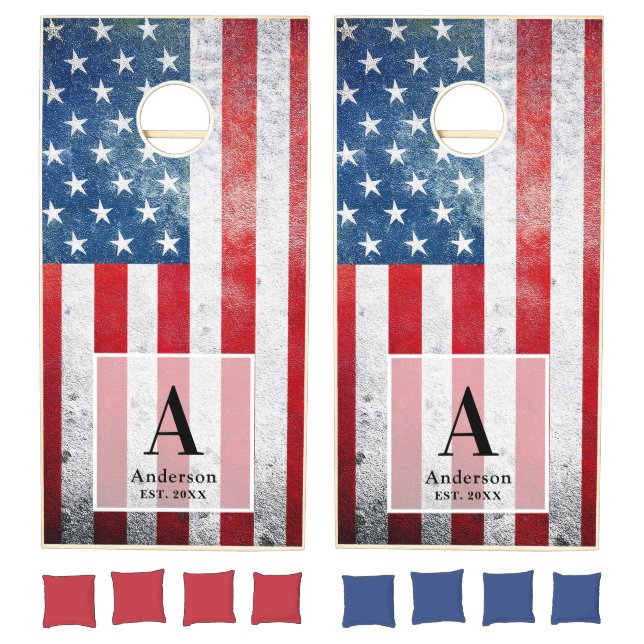 American Flag | Family Monogram Cornhole Set (Set)