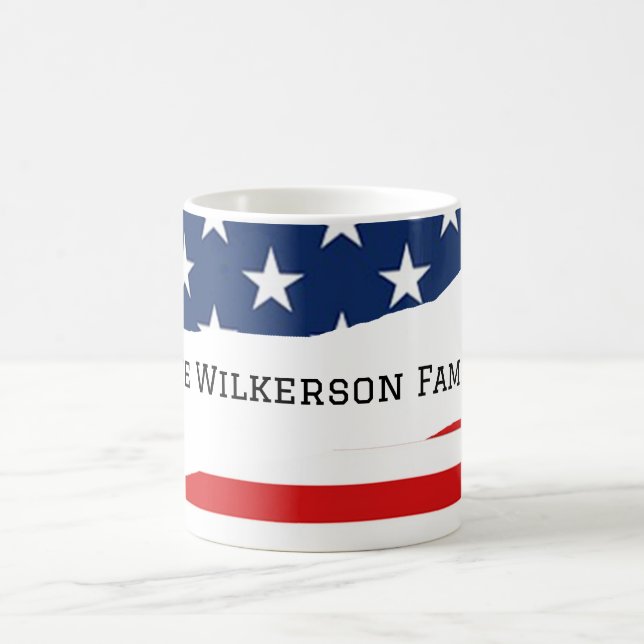 American Flag Family Name Coffee Mug (Center)
