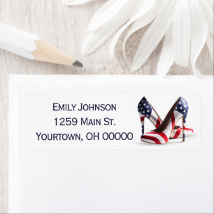 American Flag Fashion Pumps Label