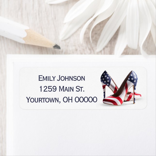 American Flag Fashion Pumps Label (Insitu)